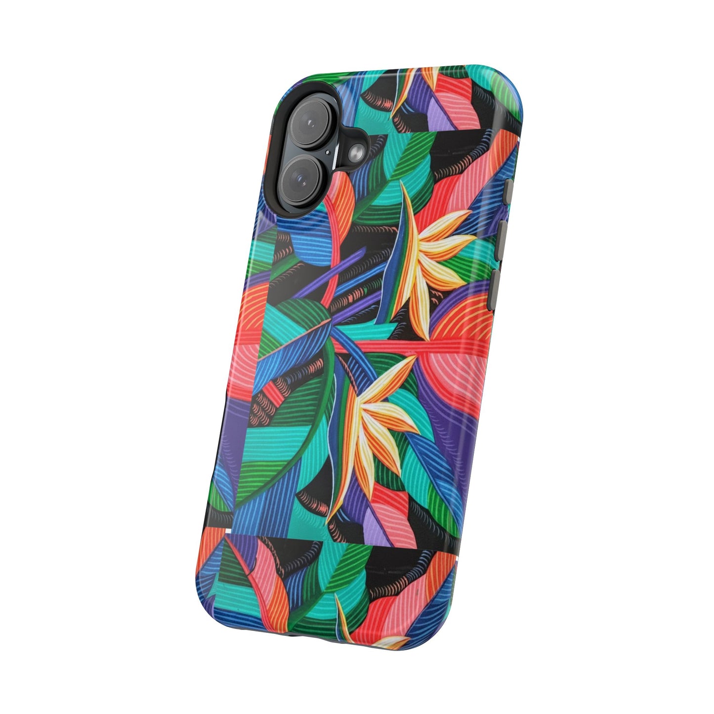 Neon Bird-of-Paradise Jungle | Magnetic Impact-Resistant Case, MagSafe Compatible, Dual-Layer Protection