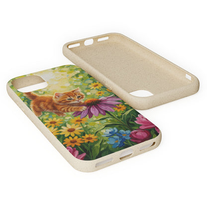 Kitten in a Sunlit Garden Biodegradable Phone Case