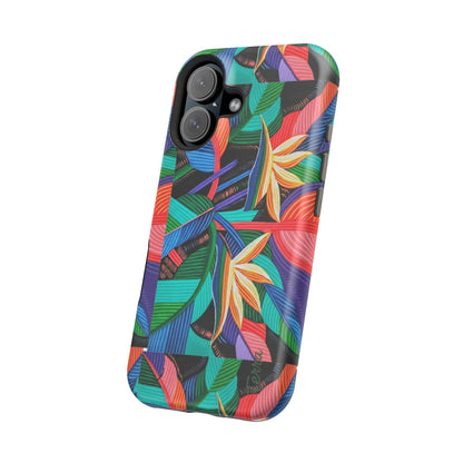 Neon Bird-of-Paradise Jungle | Magnetic Impact-Resistant Case, MagSafe Compatible, Dual-Layer Protection