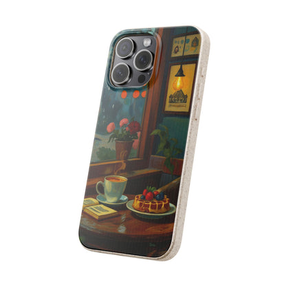 Cozy Moments: Rainy Day Café Biodegradable Cases