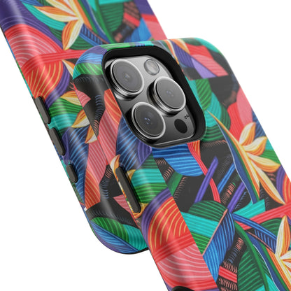Neon Bird-of-Paradise Jungle | Magnetic Impact-Resistant Case, MagSafe Compatible, Dual-Layer Protection