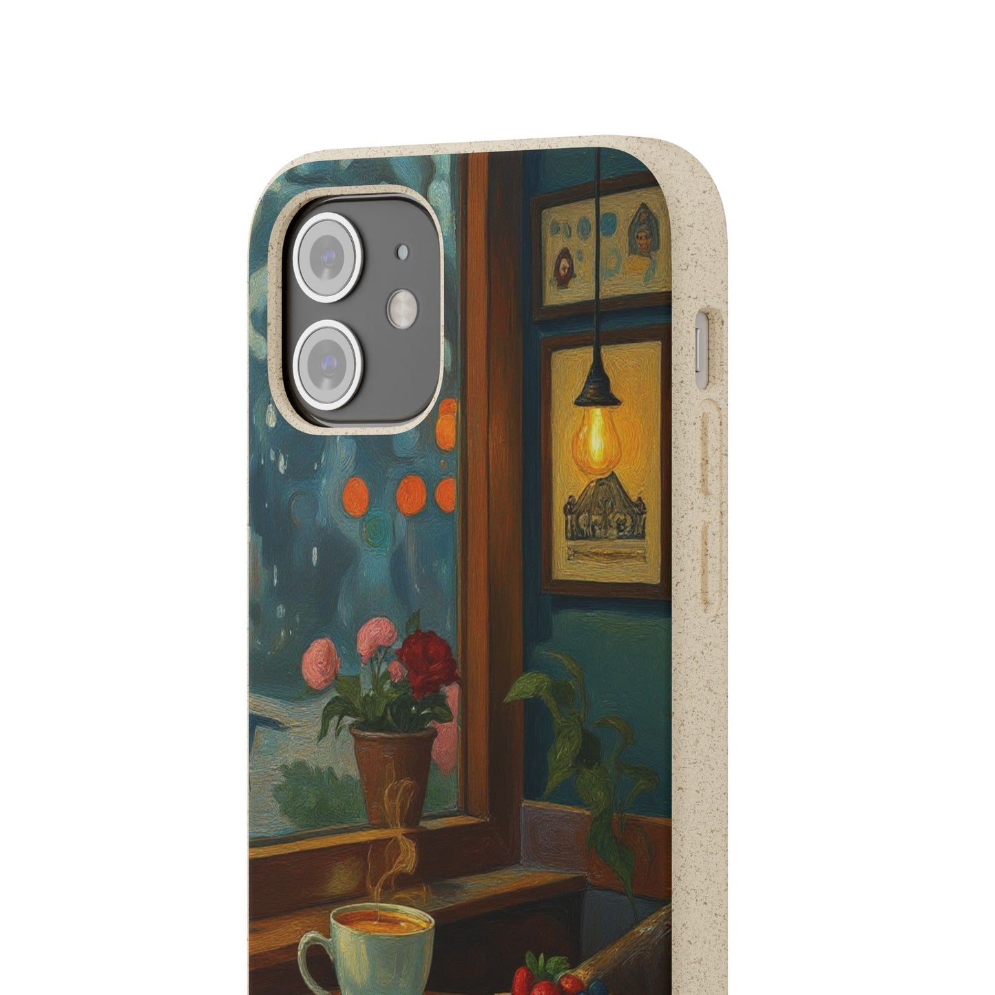 Cozy Moments: Rainy Day Café Biodegradable Cases