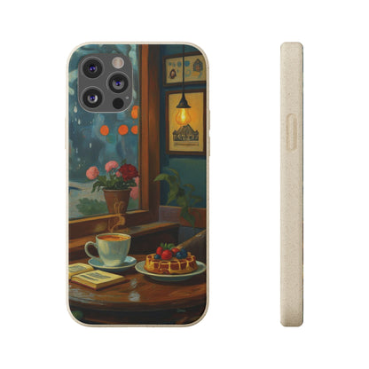 Cozy Moments: Rainy Day Café Biodegradable Cases