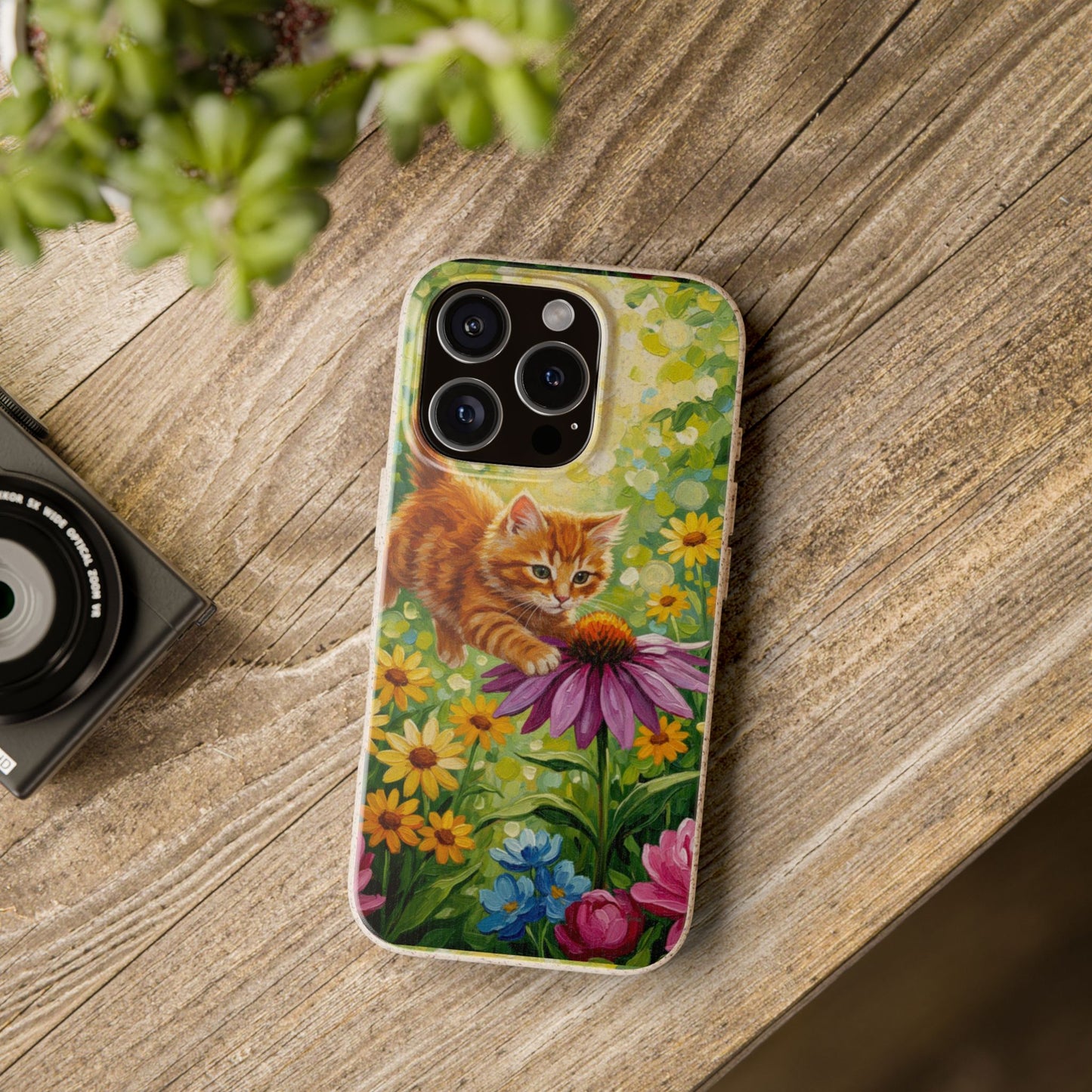 Kitten in a Sunlit Garden Biodegradable Phone Case