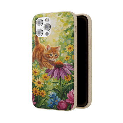 Kitten in a Sunlit Garden Biodegradable Phone Case