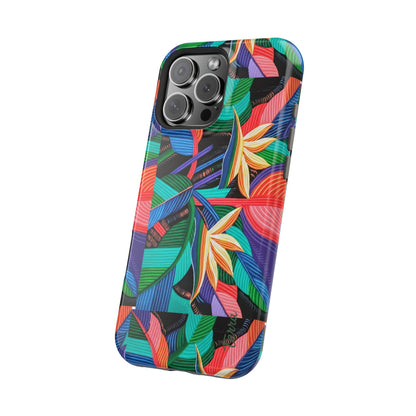 Neon Bird-of-Paradise Jungle | Magnetic Impact-Resistant Case, MagSafe Compatible, Dual-Layer Protection