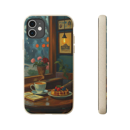 Cozy Moments: Rainy Day Café Biodegradable Cases