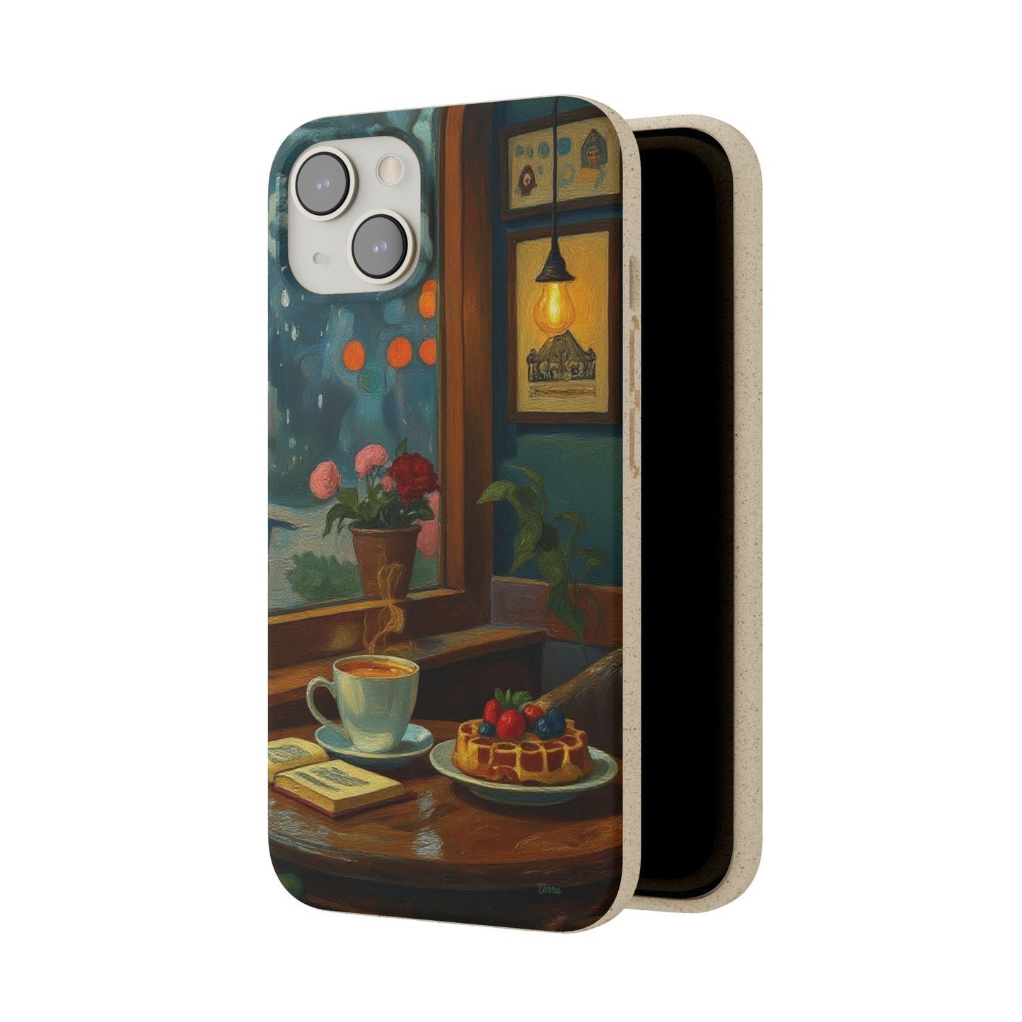 Cozy Moments: Rainy Day Café Biodegradable Cases