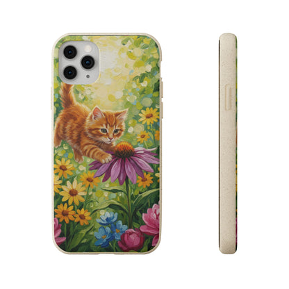Kitten in a Sunlit Garden Biodegradable Phone Case