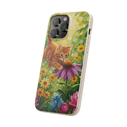 Kitten in a Sunlit Garden Biodegradable Phone Case