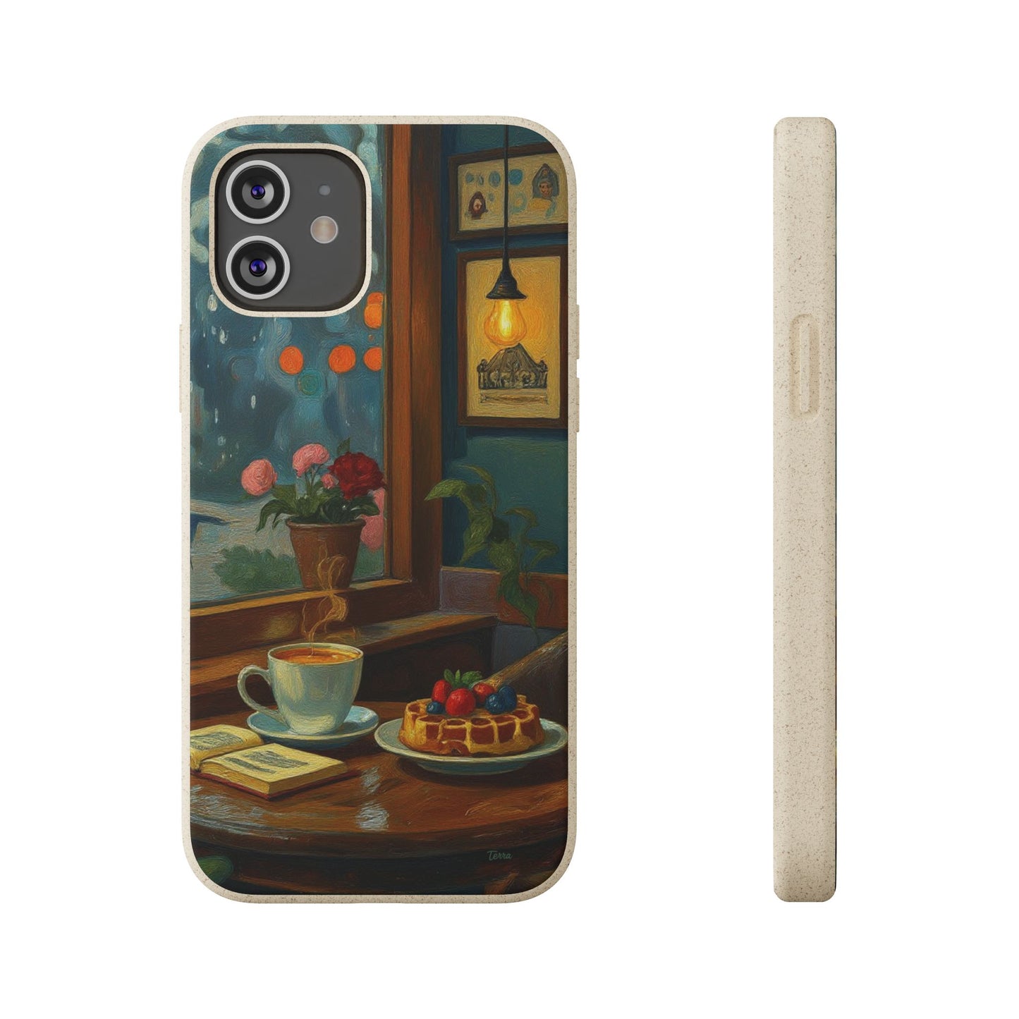 Cozy Moments: Rainy Day Café Biodegradable Cases