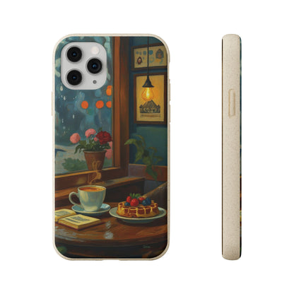 Cozy Moments: Rainy Day Café Biodegradable Cases