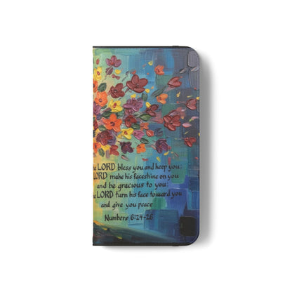 Inspirational Cross Scripture Flip Case – Christian Phone Wallet with Numbers 6:24–26, Faith Gift